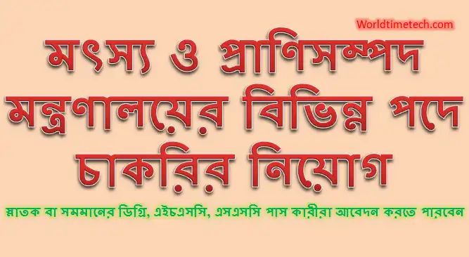 মৎস্য ও প্রাণিসম্পদ মন্ত্রণালয়ের নিয়োগ - Ministry of Fish job govt bd