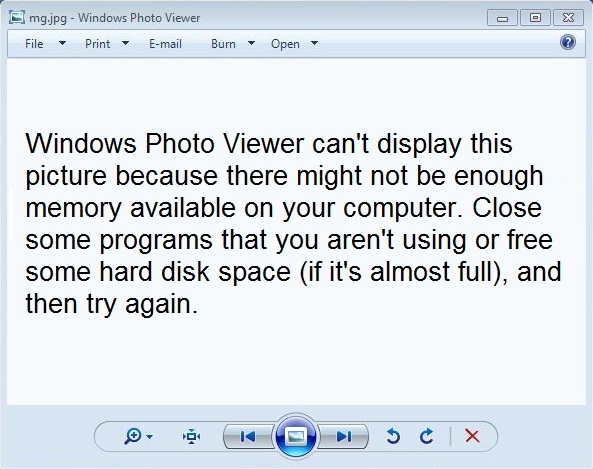 সমাধান Windows Photo Viewer can not display this picture because not enough memory