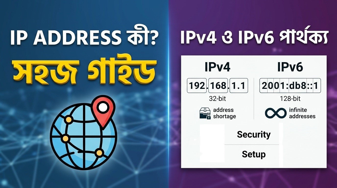 IP Address কী? IPv4 ও IPv6 এর পার্থক্য এবং সহজ গাইড